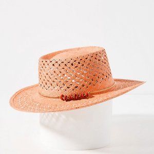 HTF Van Palma Beaded Straw Boater Hat